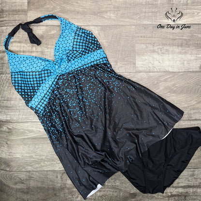 Tabana Halter V Neck Cross Front Tankini Swimsuit Size L