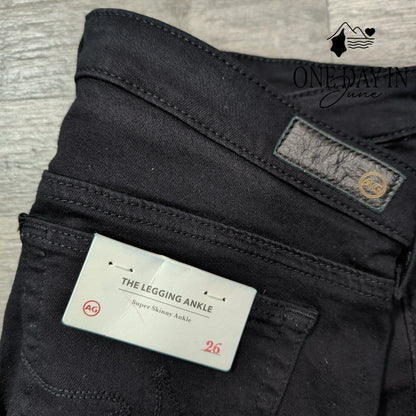 AG Adriano Goldschmied The Legging Ankle Black Skinny Stretch Jeans NWT Size 2