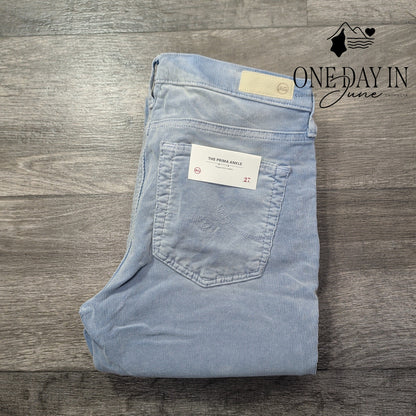 AG Adriano Goldschmied Prima Ankle Corduroy Pants Blue NWT Size 4 (27)