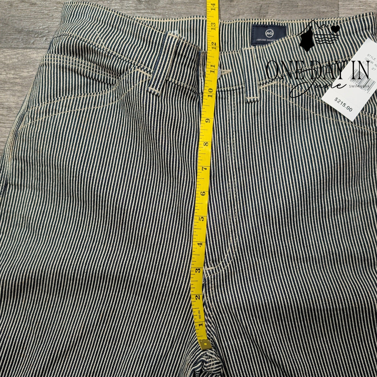 AG Adriano Goldschmied Rosie Wide Leg Crop Jeans Blue Stripe NWT Size 4 (27)