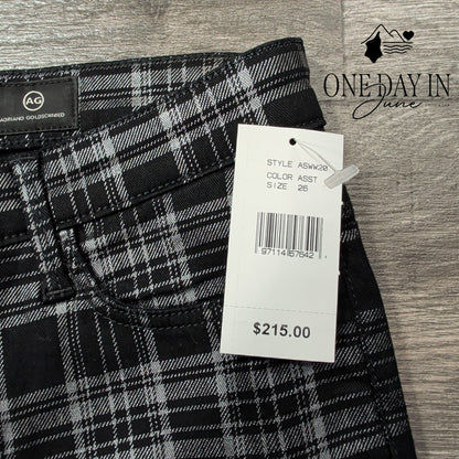 AG Adriano Goldschmied Jodi Crop High Rise Slim Flare Plaid Jeans NWT Size 2