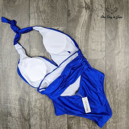 Marinavida Ruched Front Halter One Piece Swimsuit Size S