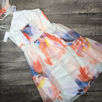 White House Black Market Floral Halter Dress Size 6