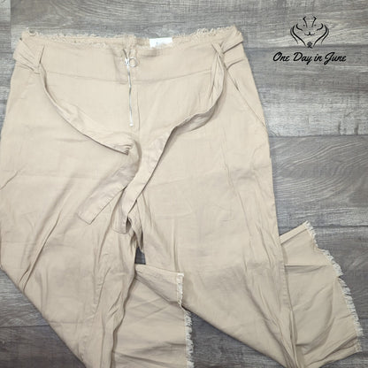 INC International Concepts Nomad II Wide Leg Linen Blend Beige NWT Size 18W