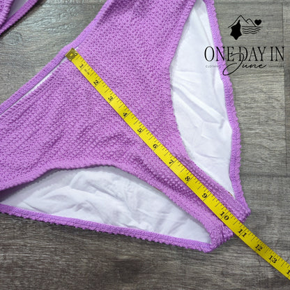 Pfreesea One Shoulder Smocked Bikini Swimsuit Size S