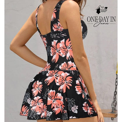 Shekini Twist Front Boyshort Swimdress One Piece Swimsuit Size L