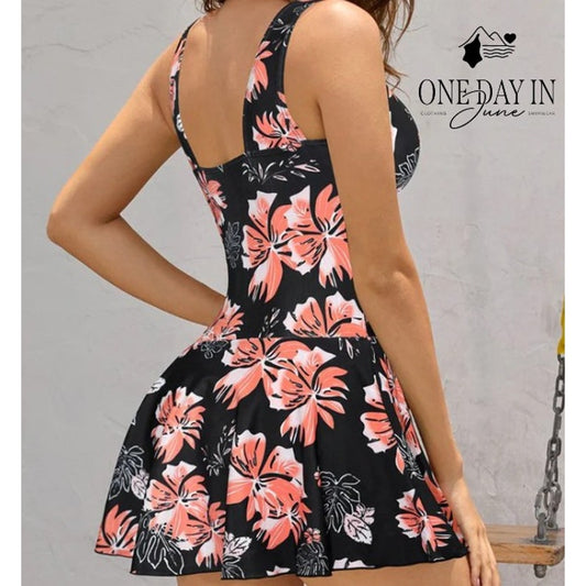 Shekini Twist Front Boyshort Swimdress One Piece Swimsuit Size L