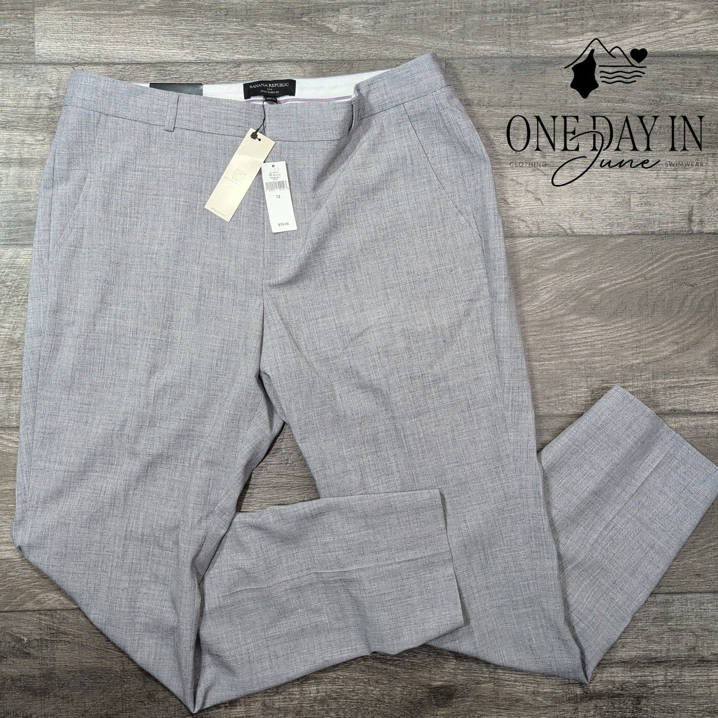 Banana Republic Ryan Curvy Fit Pants Gray Mid Rise Trouser NWT Size 12