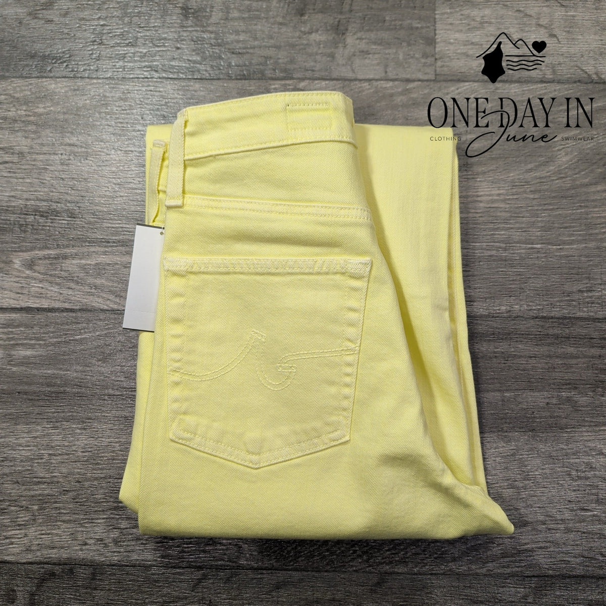 AG Adriano Goldschmied The Etta High Rise Wide Leg Crop Jeans Yellow NWT Size 4