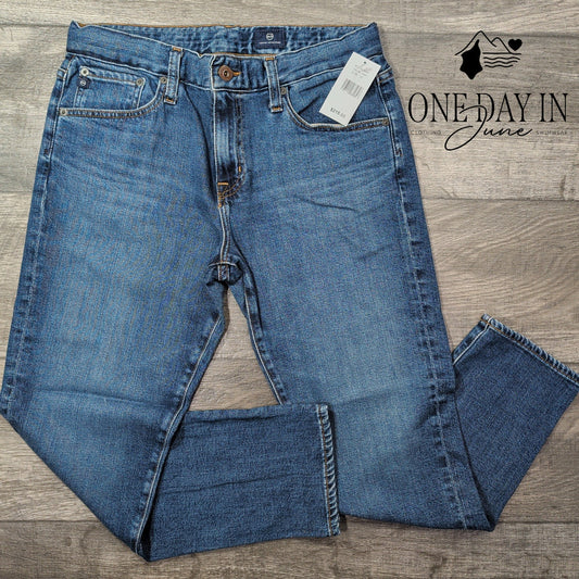 AG Adriano Goldschmied Straight Leg Crop Jeans Blue Denim NWT Size 4 (27)