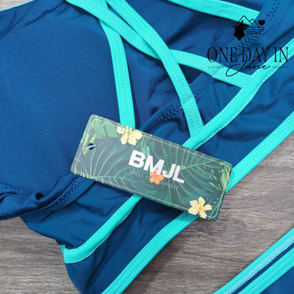 Blooming Jelly Strappy  Back Crop Bikini Swimsuit Size S