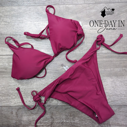 Zaful Adjustable Triangle Tie Side Bikini Swimsuit Size M
