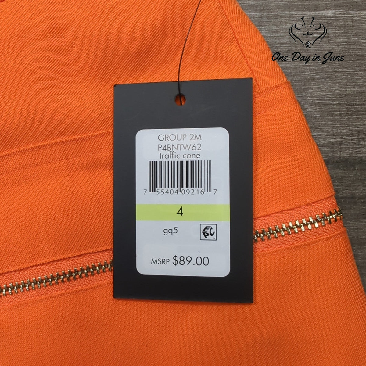 DKNY Orange Mini Skirt Gold Zip Pockets NWT Size 4