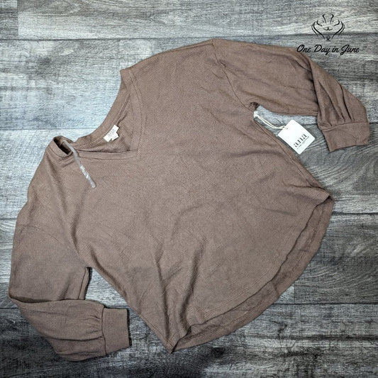 A.n.a Long Sleeve Ribbed V Neck Top Size S