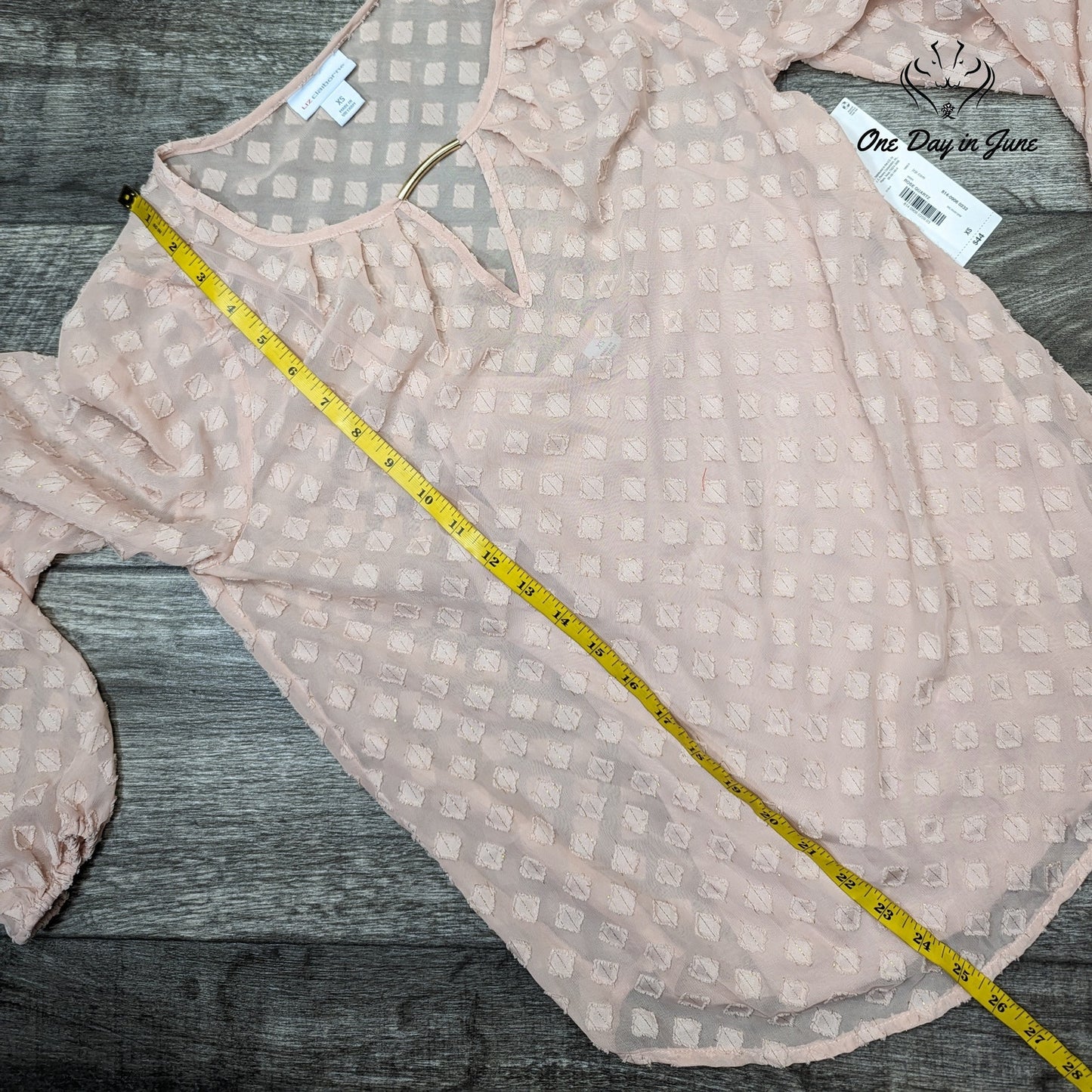 Liz Claiborne Rose Quartz Sheer Long Sleeve Top with Cami Size XS