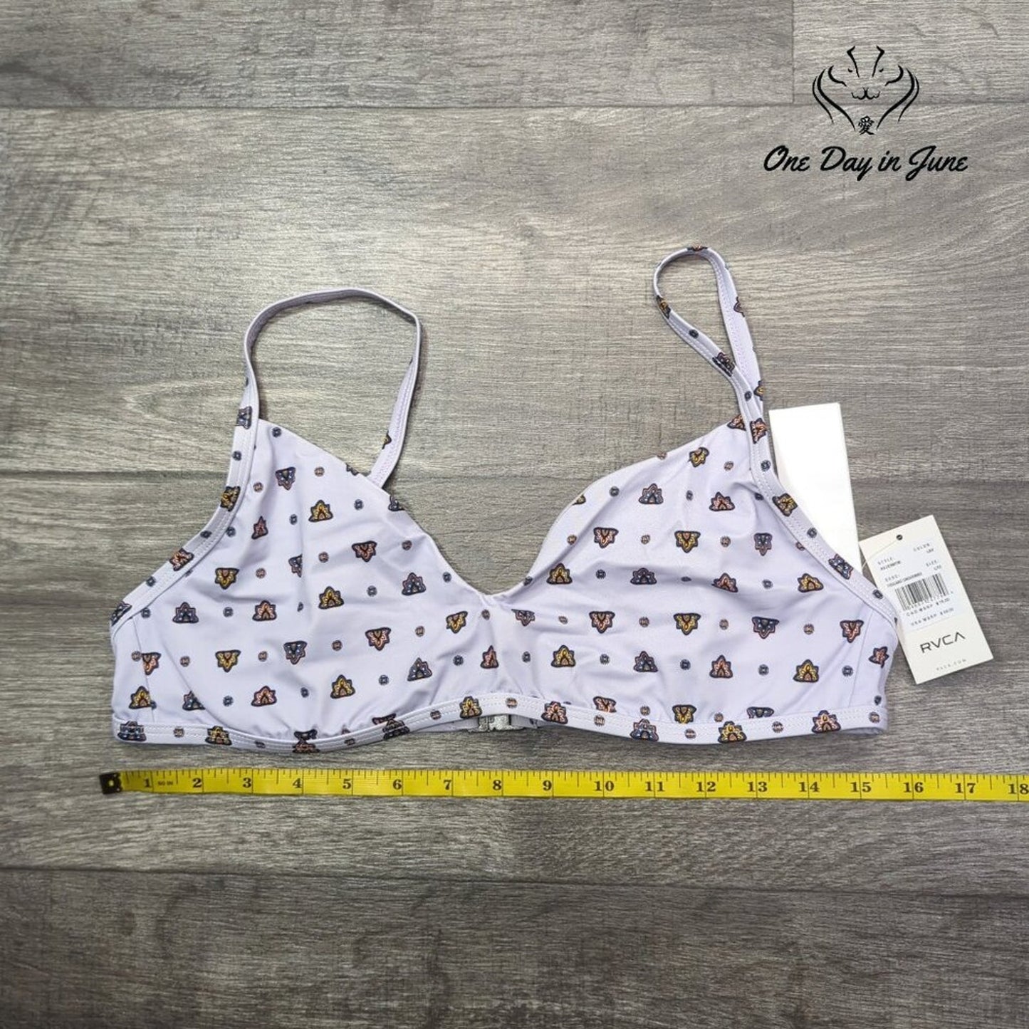 RVCA Foulard Underwire Bikini Top Lavender Geometric NWT $58 Size L