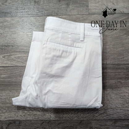 Talbots Perfect Crop Pants White Slim Leg Stretch NWT Size 12P