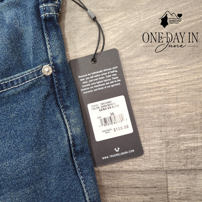 True Religion Geno Relaxed Slim Jeans Men's Dark Boreal NWT Size 36X30