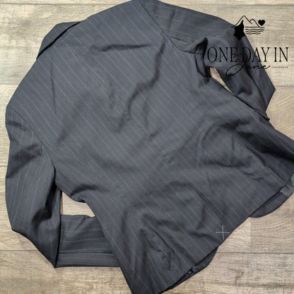 Ann Taylor Wool Blend Blazer Black Pinstripe 3 Button Career NWT Size 6