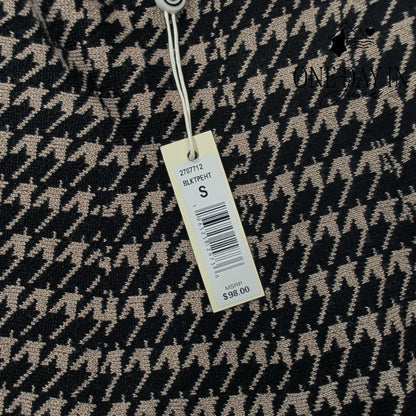 Max Studio Houndstooth Knit Flare Skirt Black Tan High Waist NWT $98 Size S