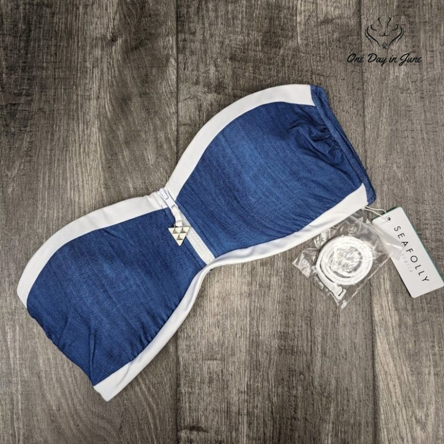 SeaFolly Block Party Bandeau Bustier Size 4