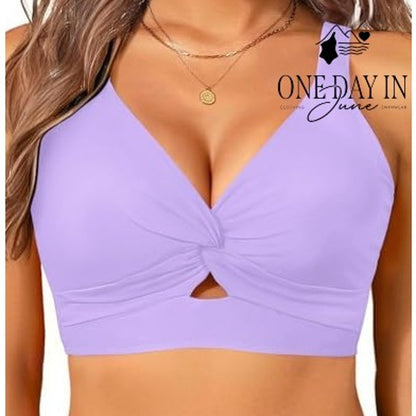 Yonique Twist Front Adjustable Strap Bikini Top Size M