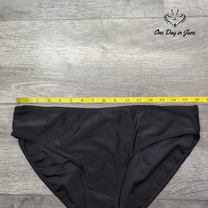 Actloe Bikini Bottom Black Solid Mid Rise Swim Brief Women's Size L
