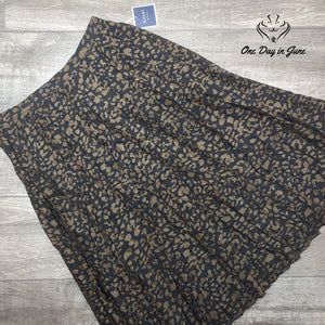 Kaari Blue Winter Bloom Leopard Print Pleated Midi Skirt NWT Size 8