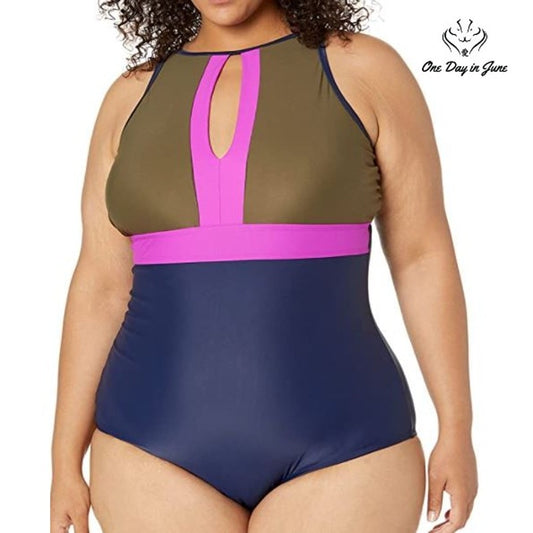 Coastal Blue Plus Size Empire Waist One Piece Swimsuit Size 2X (20W-22W)