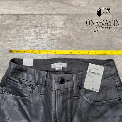 Good American Good Classic Coated Jeans Black High Rise Straight NWT Size 4