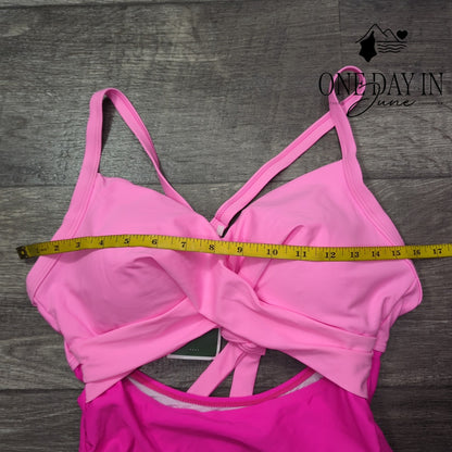 Eomenie Cross Front Cutout One Piece Swimsuit Ruched Tummy Control NWT Size M