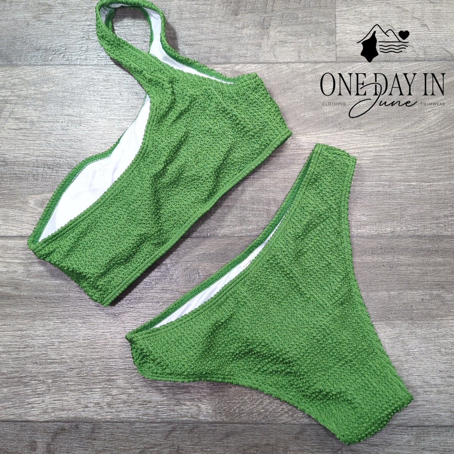 Yimisan Smocked One Shoulder Bikini Swimsuit Size S