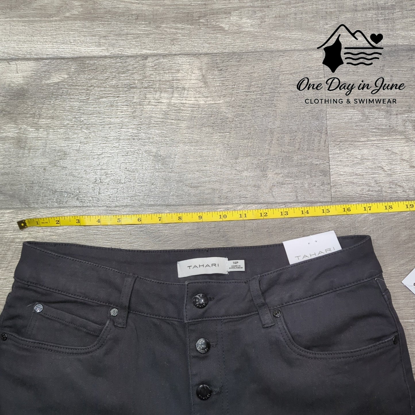 Tahari Petite Mid Rise Button Flare Jeans Size 14P