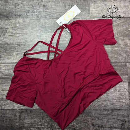 Zexxy Short Sleeve Criss Cross Back Yoga Top Size M