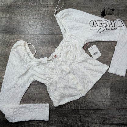 Free People Long Sleeve Crop Knit Top Size M