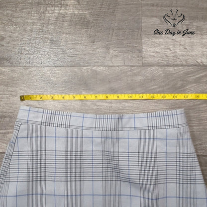Banana Republic Comfort Waist Pencil Skirt Gray Blue Plaid Lined Size S