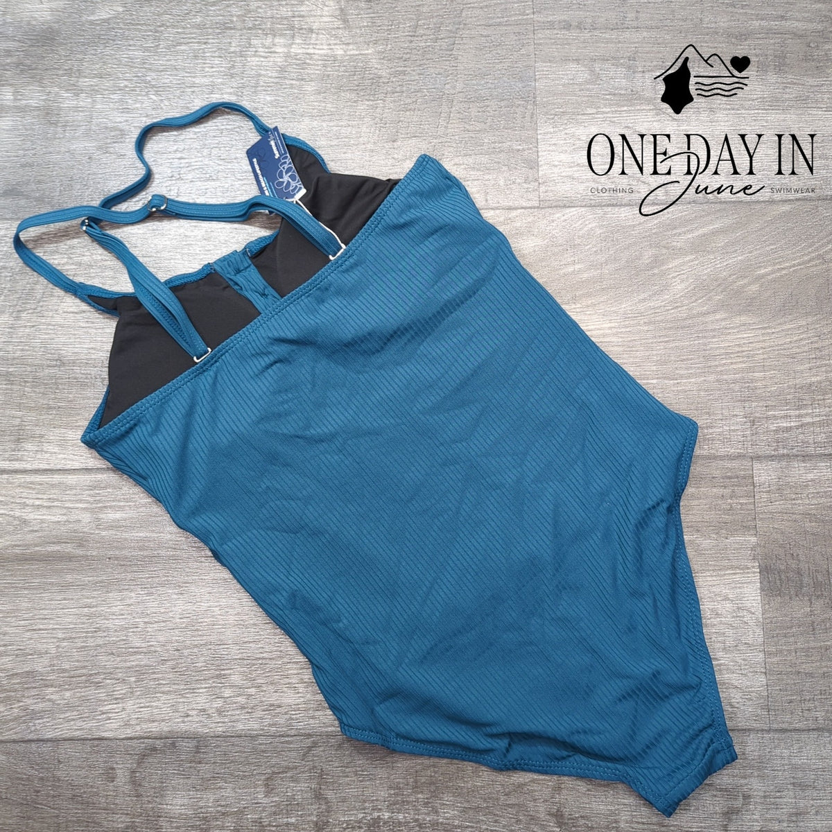 Summer Mae Maternity Ribbed Button Front Ruched One Piece Swimsuit Blue Size S