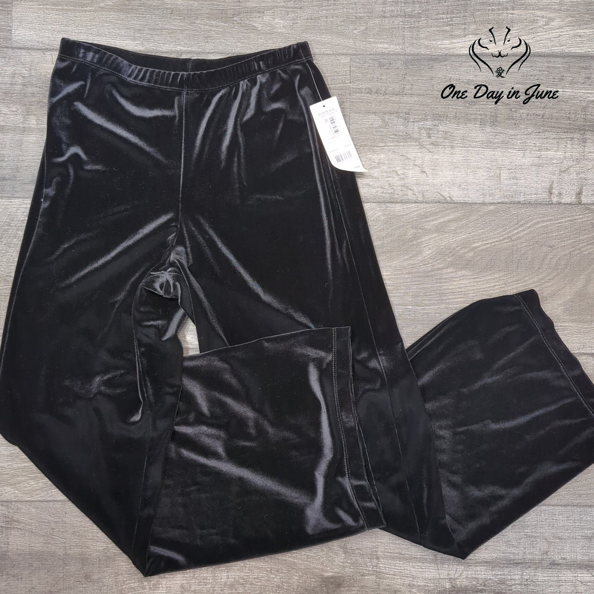Elementz Black Velvet Velour Pull On Wide Leg Pants NWT Size M