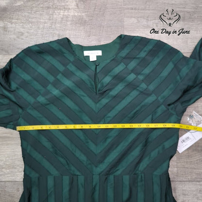 Liz Claiborne Half Sleeve Striped Mysterious Green Dress Size XL