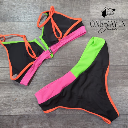 Hytensun V Wire Ribbed Bikini Swimsuit Size L