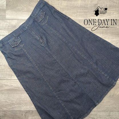 Christopher & Banks Midi Denim Skirt Size 14
