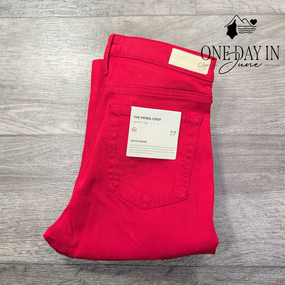 AG Adriano Goldschmied The Prima Crop Cigarette Jeans Red NWT Size 4 (27)