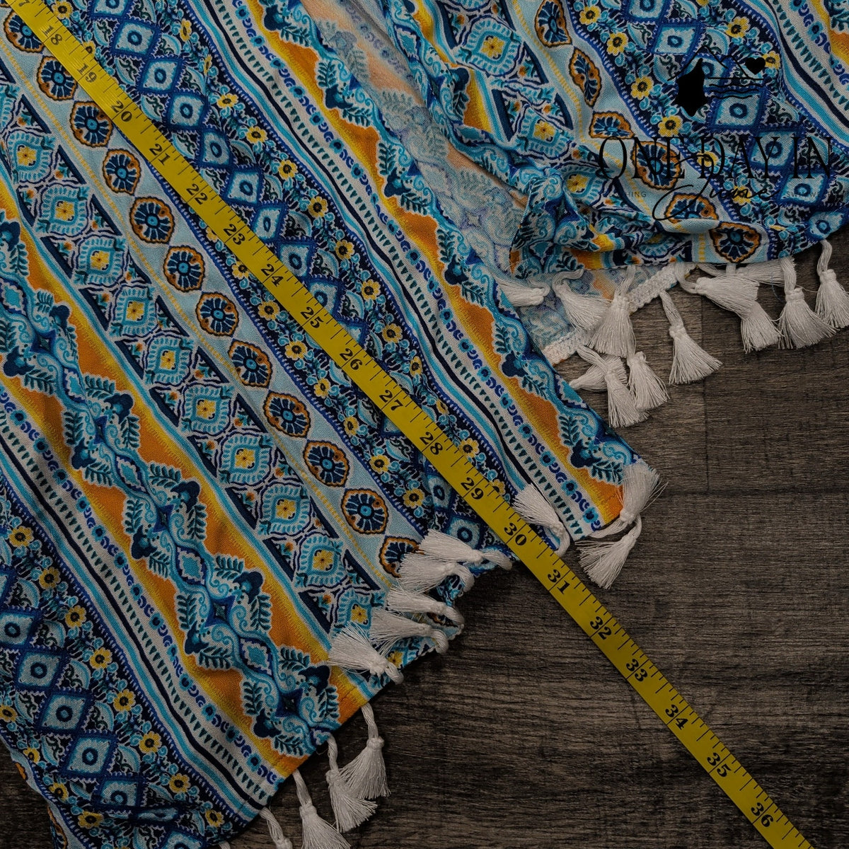 La Blanca Scarf City Kimono Swim Cover Up Blue Tassel Resortwear NWT Size OS