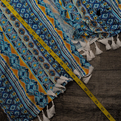 La Blanca Scarf City Kimono Swim Cover Up Blue Tassel Resortwear NWT Size OS