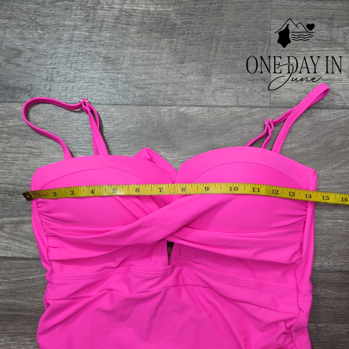 Eomenie Tie Back Molded Cup One Piece Swimsuit Hot Pink Ruched NWT Size L