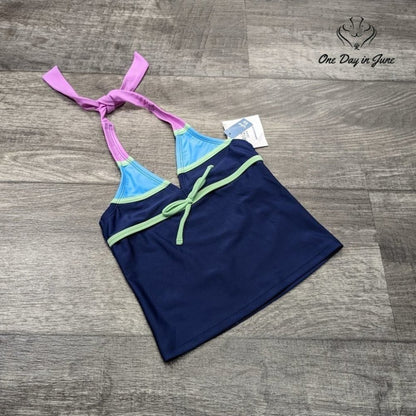 Arizona Jean Co. Girl's Halter Tankini Top Swimsuit UPF50 Size 4