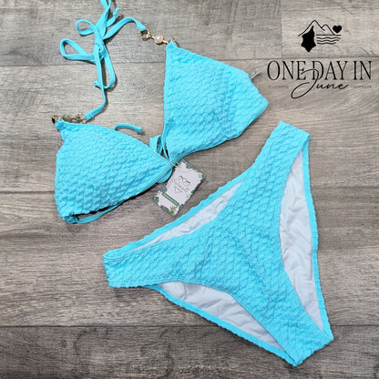 Swimall Textured Halter Bikini Swimsuit Size L