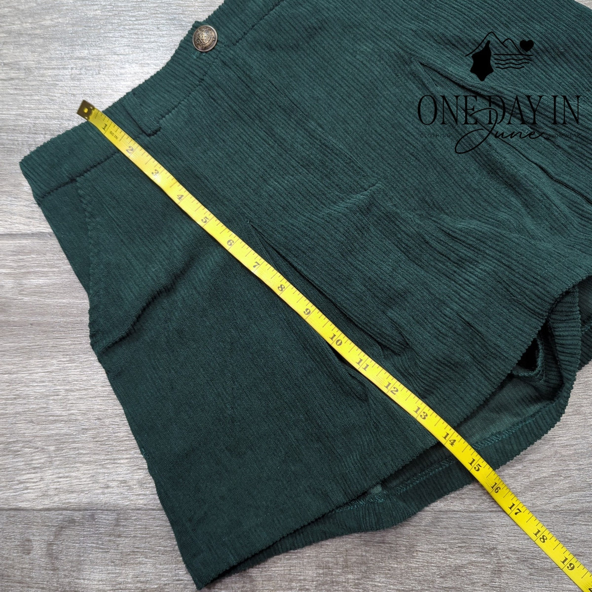 Kirious High Waist Corduroy Shorts Dark Green Size S