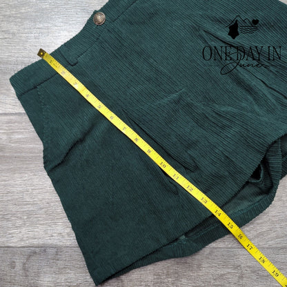 Kirious High Waist Corduroy Shorts Dark Green Size S