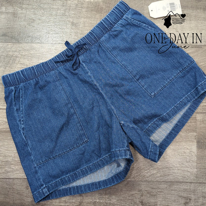 Wonderly Mid Rise Drawstring Denim Shorts Size L